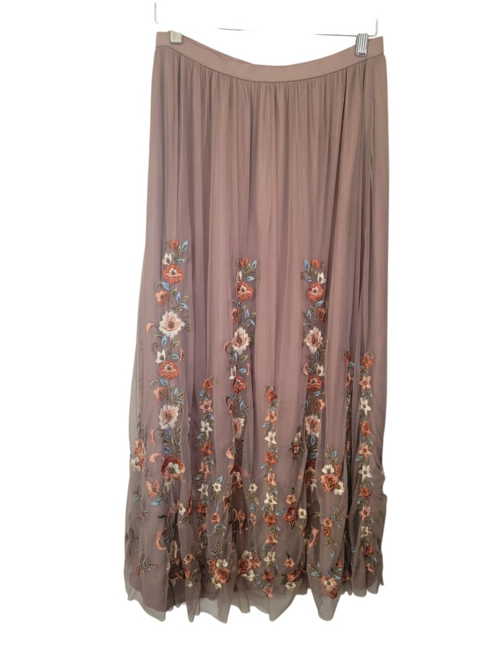 Sundance Arabella Embroidered Floral Mesh Tulle Maxi Skirt Boho Romantic XS - Picture 7 of 8